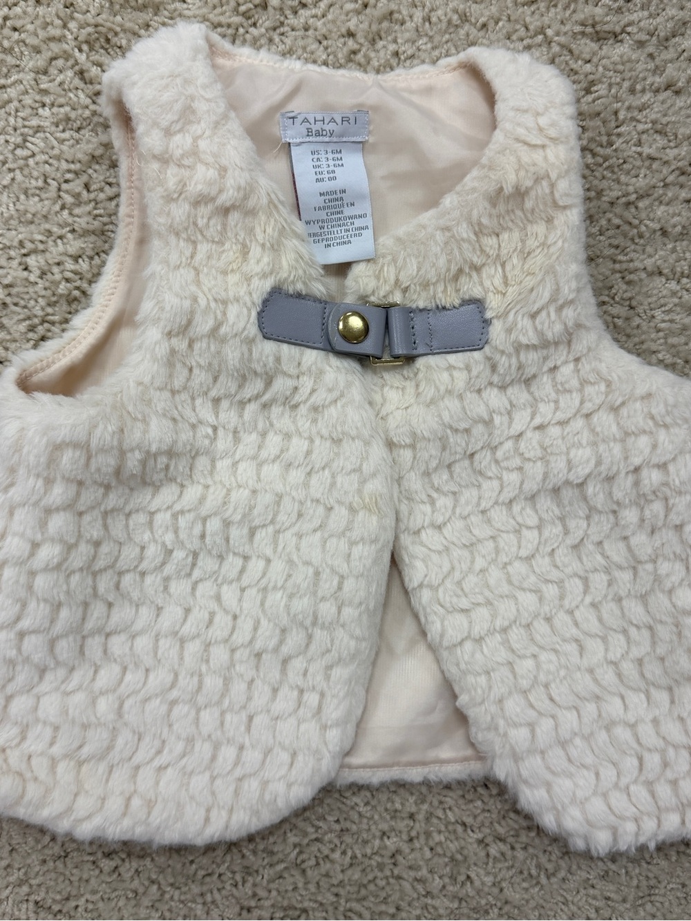 Tahari Baby Cream Faux Fur Vest